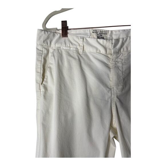 Nili Lotan East Hampton Pants Slim Leg Cropped Low Rise Raw Hem Eggshell Size 10 - Picture 8 of 15